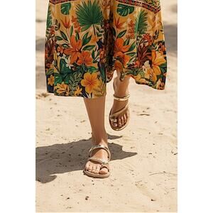 NEW Women's Madden Girl Caribbean Raffia Sandals- Beige and Silver VARIOUS SIZES